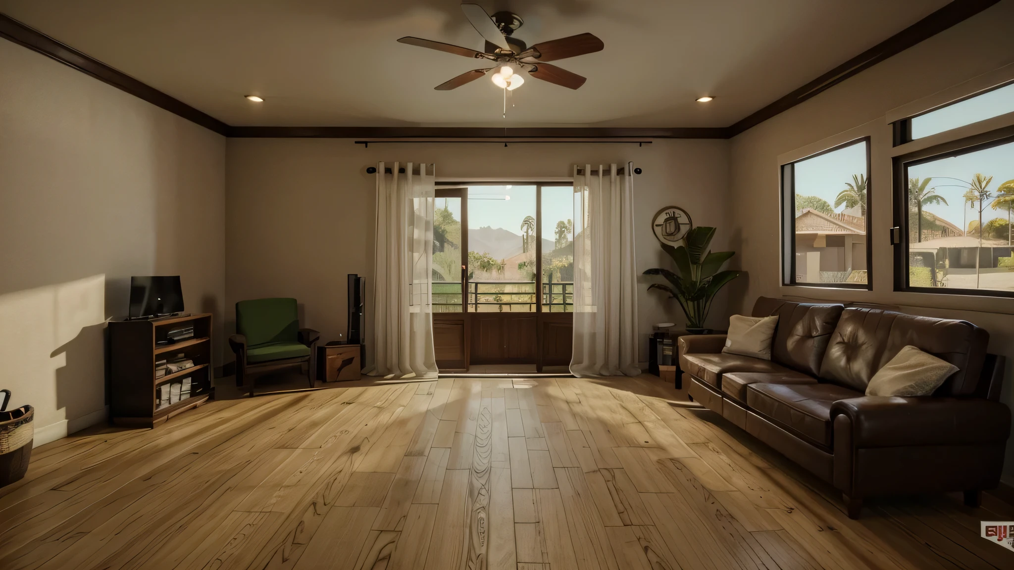 crie um background de um interior de uma casa basica americana somente com os moveis estilo gta v