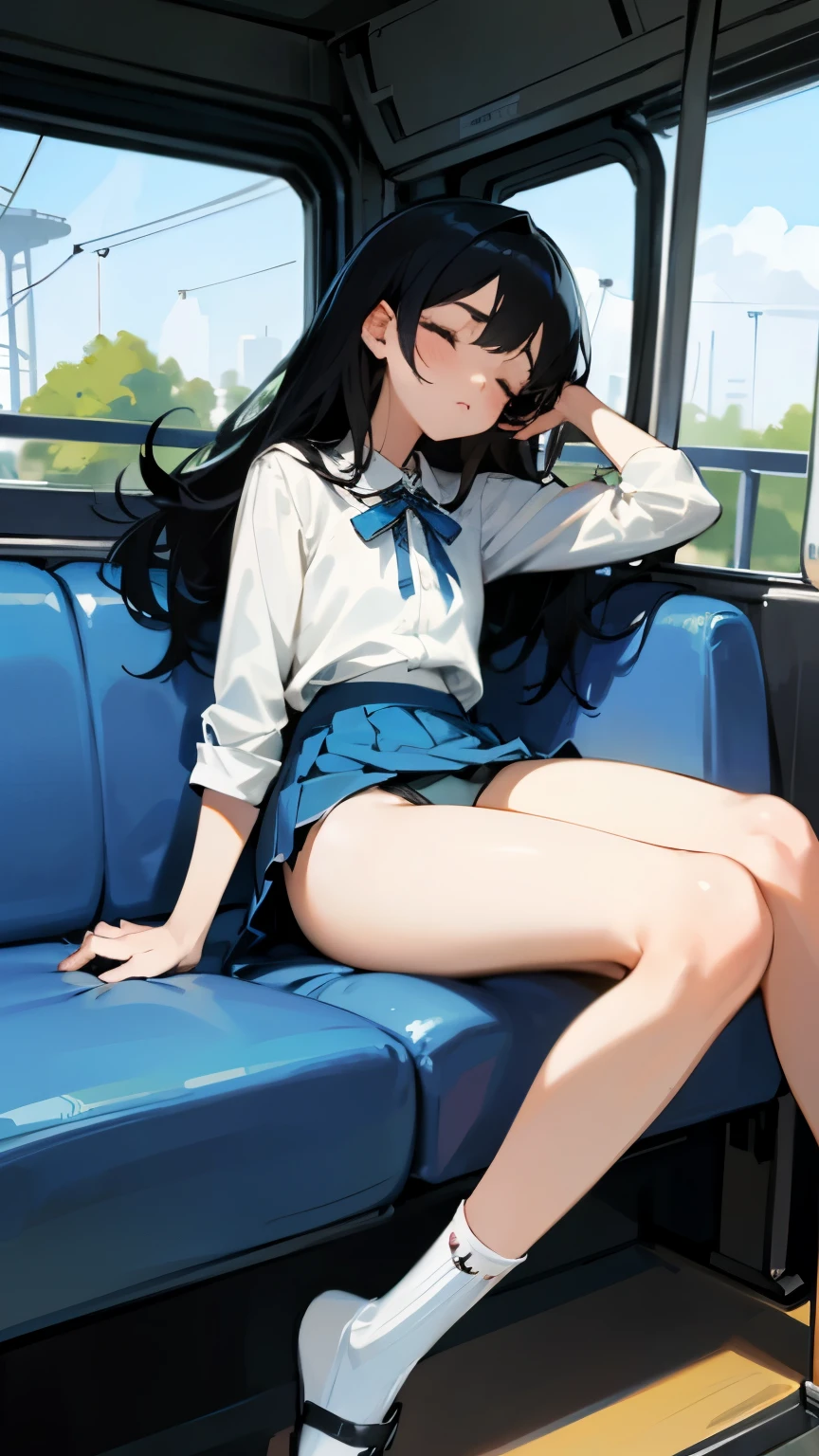 showing off her small plain panties、Beautiful woman、1 person、black hair,socks、Upskirt、skirt lift、random pose、sleep、leaning on the sofa on the ferris wheel、legs wide open、