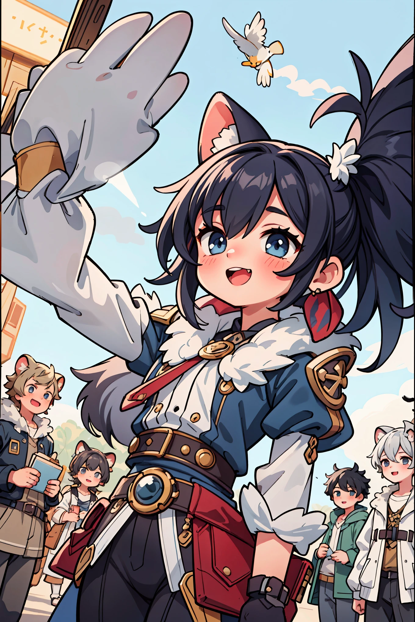 cover_page, highres, top quality, best quality, paid reward available, High-quality illustrations, unparalleled masterpiece, perfect artwork, absurdres, super high resolution, detailed background, Steam punk, Beautiful World Heritage, 6+boys, 6+girls, Happy, joyful(Photos of solo travelers)(kemono, furry anthro)cinematic lighting, dynamic angle,
