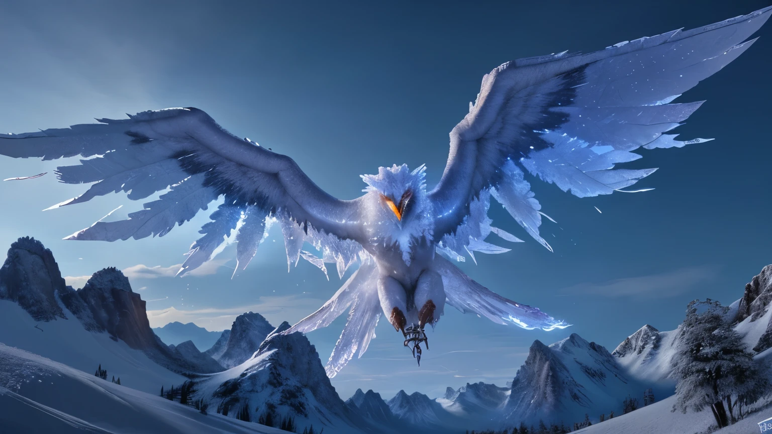ice phoenix in the mountains, 4k uhd, high quality, 2560x1080 px, ultrawide