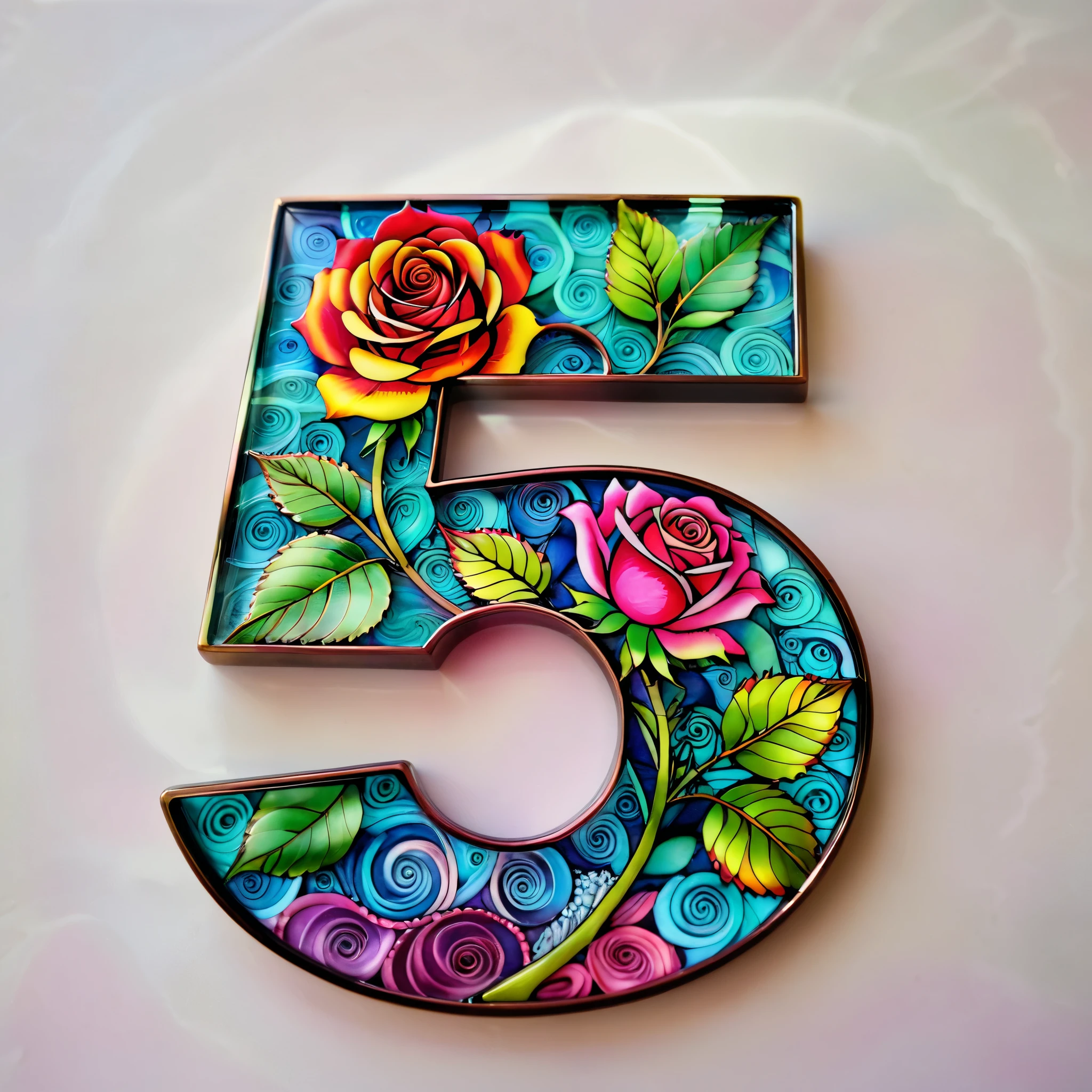 Transparency Glass number five,(colorful rose),Chinese color,Very colorful,zentangle, geomerty