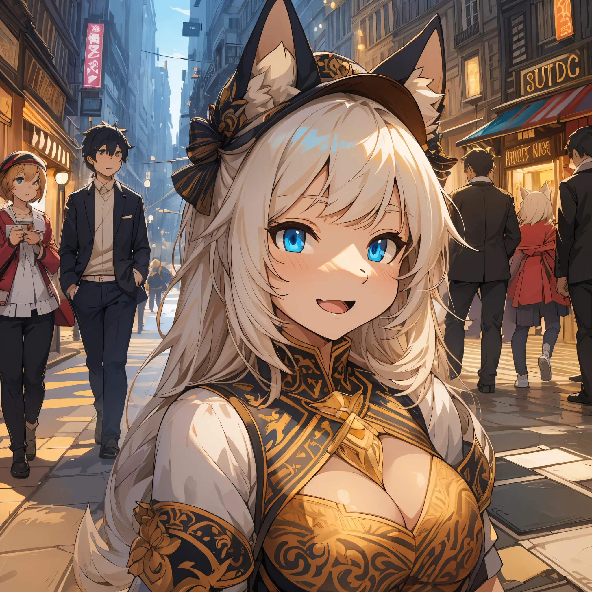 top quality, best quality, High-quality illustrations, masterpiece, super high resolution, detailed background, Streets of Paris, The fountain, 6+boys, 6+girls, absurdres(highly detailed beautiful face and eyes)perfect anatomy, expression, good lighting, cinematic shadow(kemono, furry anthro)assorted poses, dynamic angle,