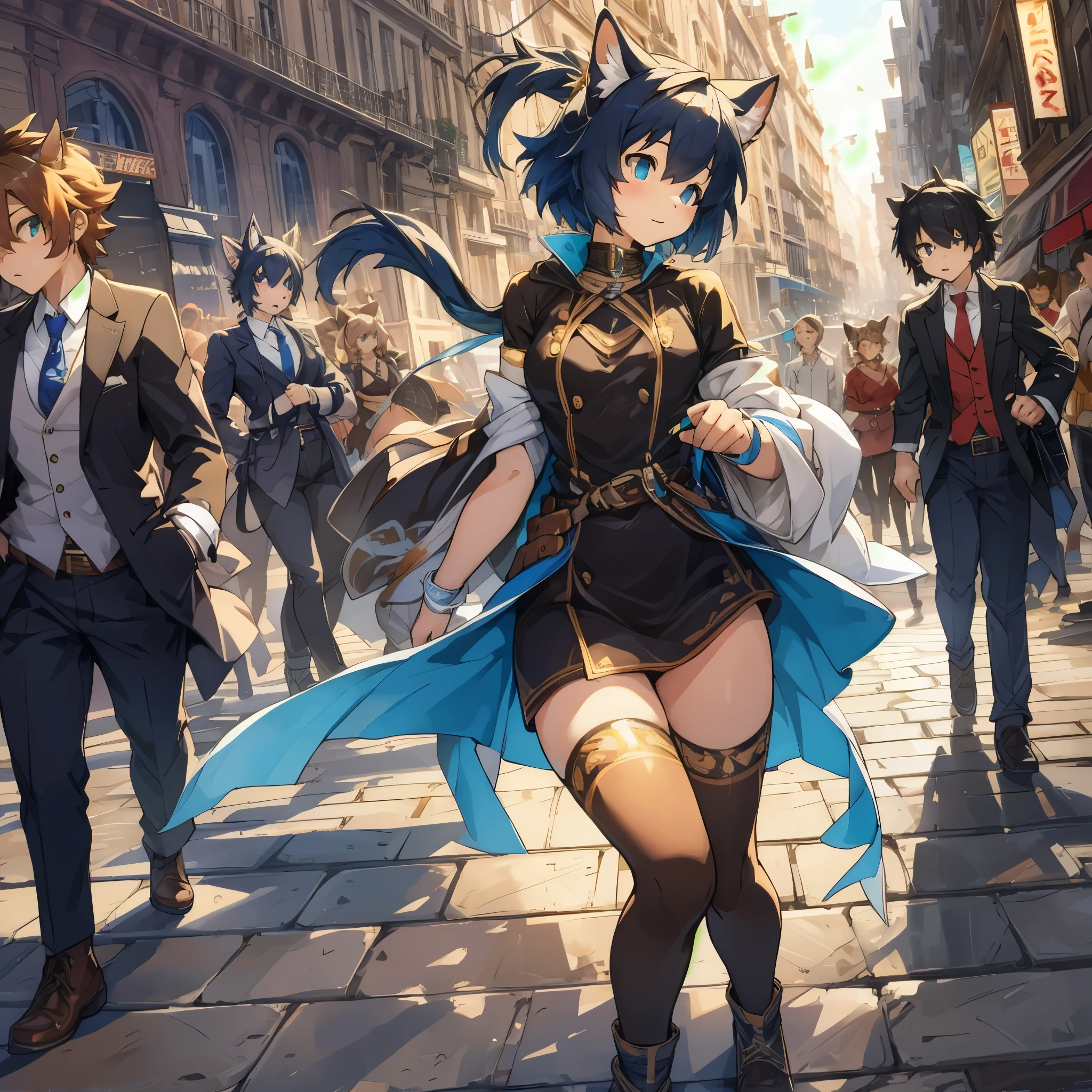 top quality, best quality, High-quality illustrations, masterpiece, super high resolution, detailed background, Streets of Paris, The fountain, 6+boys, 6+girls, absurdres(highly detailed beautiful face and eyes)perfect anatomy, expression, good lighting, cinematic shadow(kemono, furry anthro)assorted poses, dynamic angle,