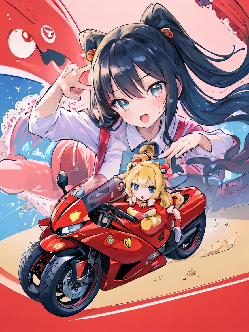 ((masterpiece)), ((highest quality)), (super detailed), (cute), figure, anime style, (beautiful eyes), ferrari testarossa, personification, dynamic pose, Fusion and integration of girl and car, dynamic pose.