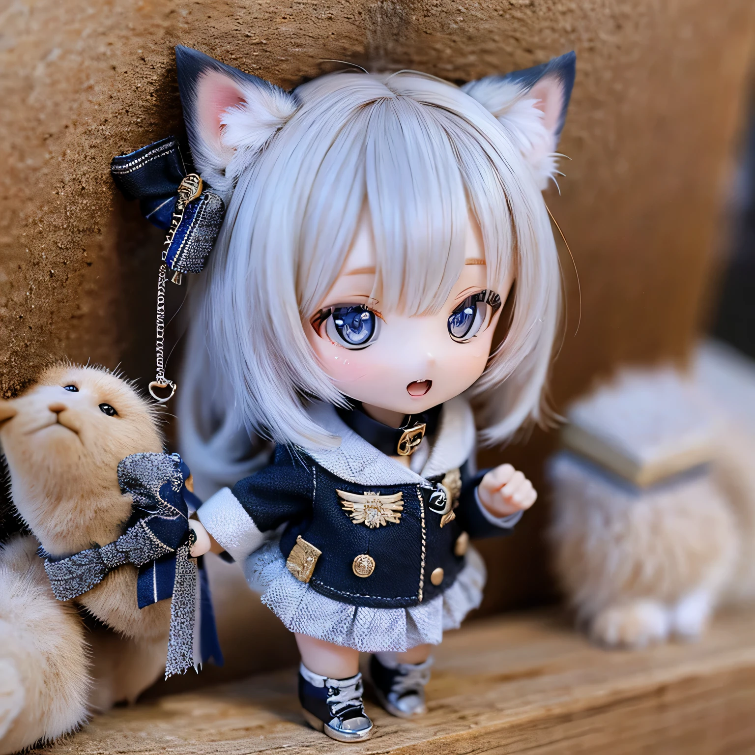 (highest quality,4k,8K,High resolution,masterpiece:1.2),Super detailed,(realistic,photorealistic,photo-realistic:1.37),wildcat girl chibi sleep,figure,soft colors,dreamy lighting,Girly comfort,pastel colour,peaceful atmosphere,playful pose,small feet,pink bow,fluffy blanket,cute toys,shining star,Magical dreams,gentle snoring,Sweet dreams,Zuzuzu...