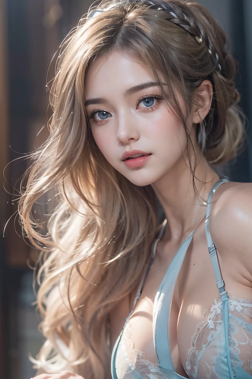 1woman, (Ultra realistic, high res), (highly detailed eyes, highly detailed hair, highly detailed face, highly detailed plump lips), (off shoulder with open breasts), breasts, upper body, caute smile, (best quality:1.4), Raw photo, (realistic, photo-realistic:1.37), professional photography, cinematic light, (fine face: 1.2),fashion model 20 years old, cute, [[[[pure eyes]]]], [[[[closeup]]]], [[[[chest]]]], [[[[neck]]]], [[[[shoulders]]]], perfect eyes, perfect iris, perfect lips, perfect teeth, perfect skin, soft front light, glow, HDR, (muted colors:1.2), Retrato da mulher、white skin、((cabelo Castanho ondas suaves)) Best Blanco Romantico、8K resolution、Frente Illuminada、アメリカの女の子のPortrait、solo、20-year-old、beautiful face、Upper body、medium side cut、Beautiful silver hair、beautiful little face woman, solo,　black theme,　look at the audience,one woman, It&#39;s real, Wolfzan-6500-V1.3, anime、animeスタイル、beautiful diamond eyes、20 year old american girl、braided hair、swimsuit、portrait beautiful detailed woman, very detailedな青い顔, Reality, beautiful narrow blue eyes, huge file size, Super detailed, High resolution, very detailed, highest quality, masterpiece, An illustration, very detailed, ticker, Unite, 8K painting wallpaper, fine, fine details, masterpiece, highest quality, Hvery detailed ticker uniform 8K wallpaper, face light movie lighting、cuteブラウス, dark background, oil, masterpiece, diffused soft film lighting, Portrait, highest quality (perfect face:1.4),stunning girl pictures,(8K and、photorealistic:1.25) 、(lip gloss、eyelashes、shiny face、shiny skin、highest quality、超High resolution、Depth of the bounds written、chromatic aberration、caustic road lighting、natural shading、sexy 1girl, Extremely cute, Amazing face and eyes, (Beautiful lovely smile), (extremely detailed beautiful face), bright and shiny lips, (cute bikini:1.3), (very elaborate lace bra:1.5), smooth skin, super beautiful, attractive, (Best Quality:1.4), (hyper quality), (Ultra-detailed), (hyper-realistic, Photorealsitic:1.37), Authentic skin texture, complex details, extremely detailed CG unified 8k wallpaper, RAW Photos, professional photograpy, Cinematic lighting, coast, sea, palm trees,masterpiece, best quality, high quality, High definition, High quality texture, High quality shadow, high detail, beautiful detailed, finely detailed, extremely detailed cg, detailed texture, a realistic representation of the face, realistic, colorful, delicate, Cinematic Light, sidelighting, Lens Flare, Ray tracing, sharp focus, (intrica