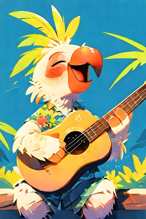 Cockatiel\(IP), (masterpiece, best quality:1.2),solo, smile, open mouth, blue background, drinking juice