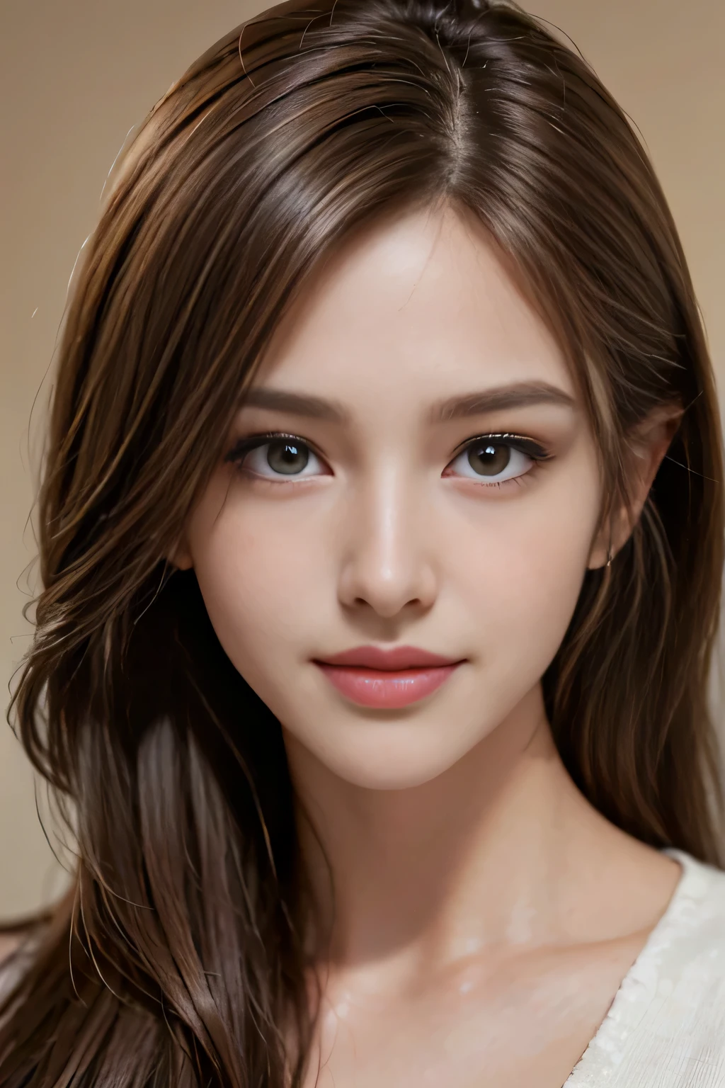 ((Tabletop Scene:1.4, Highest Quality)): A pristine setting with a single girl, a pure actress, elegantly dressed in the soft hues of spring. The scene is beautifully detailed in CG Unity, presenting in 8k, with a hyper-detailed wallpaper that captures her slender body, parted bangs, and the delicate features of her face, including her beautiful and detailed nose. The soft light illuminates the scene, highlighting her flawless skin, and smooth complexion that is blemish-free.

(Realistic Photos:1.4): A close-up shot of a girl, her face and eyes intricately detailed,