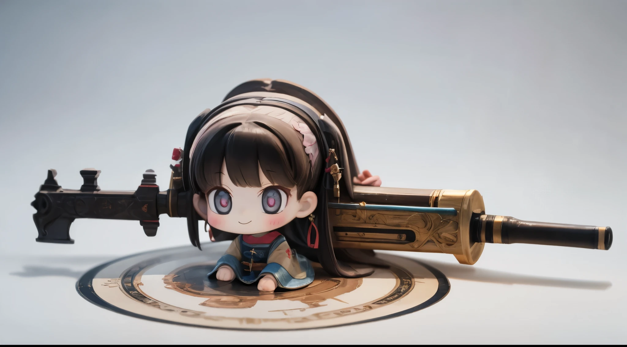 Woman with weapon coming out of body、kawaii、A magic circle appeared overhead and at your feet、A smile of complete victory spilled out