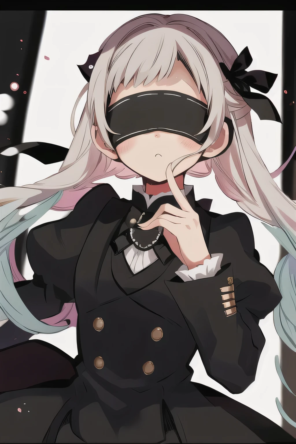 
2b , blindfold , black clothes , black suit, nene yashiro ,