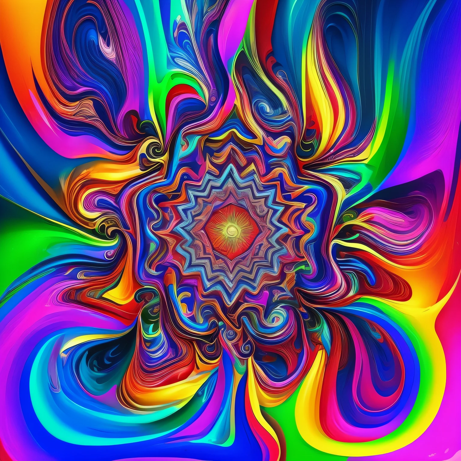 A psychedelic drawing comes to life in a world of vibrant colors and swirling patterns. The artwork is a mesmerizing blend of abstract shapes, intricate details, and vivid hues. Galaxies of color collide and intertwine, creating a kaleidoscopic effect that transports the viewer to another dimension. The scene is illuminated by bursts of neon light, which seems to dance and pulsate with each breath. While some areas are filled with intricate designs and patterns, others are left open and empty, inviting the viewer to fill in the blanks with their imagination. The drawing is a testament to the limitless possibilities of the human mind and the power of