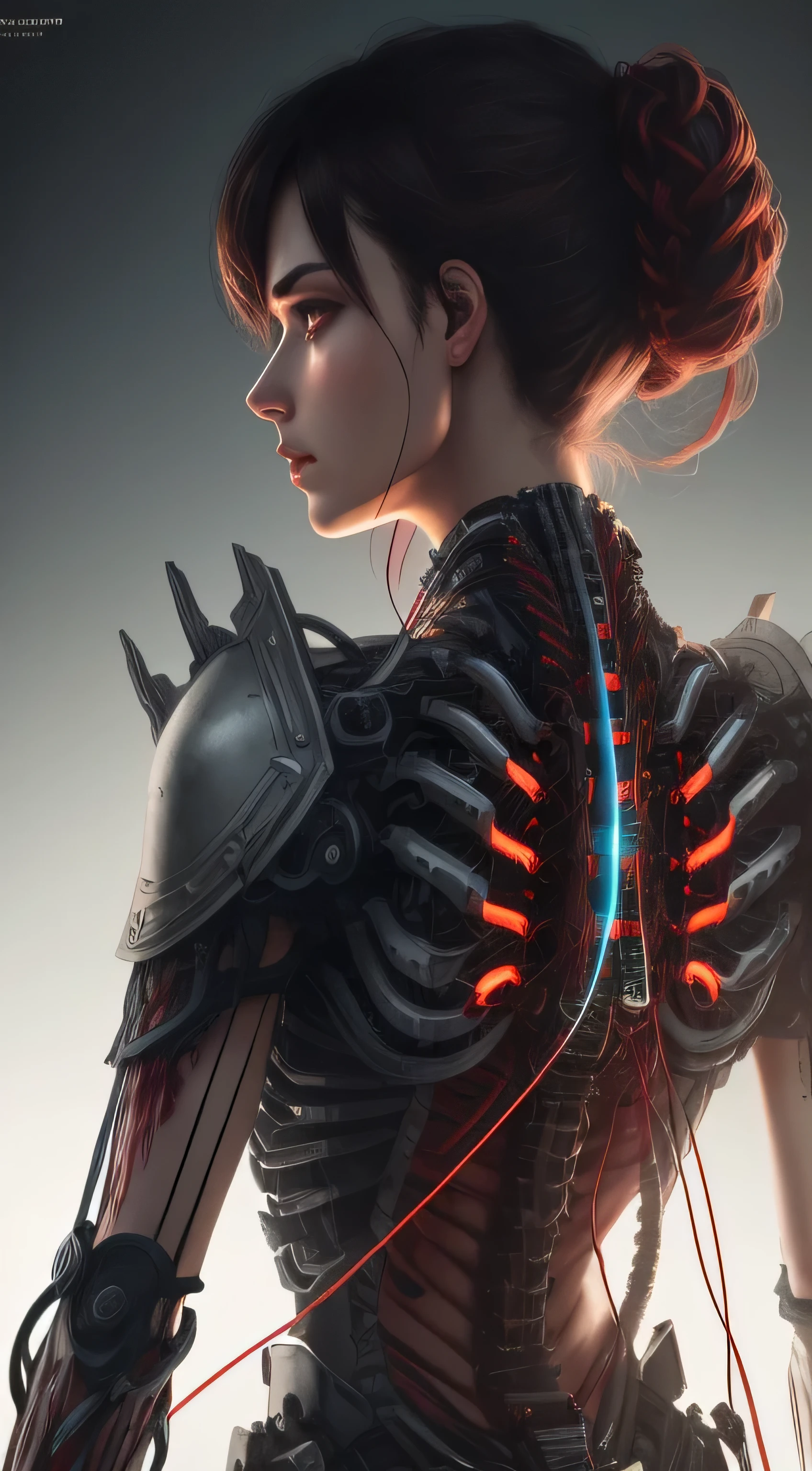 1mechanical girl,Ultrarealistische Details, portrait, Globale Beleuchtung, Schatten, octane render, 8k, ultrascharf,kompliziert, Verzierungen detailliert, kalte Farben, Metall, Egyptian detail, highly kompliziert details, realistisches Licht, Trend auf CGSociety, glowing eyes, Blick auf die Kamera, Neondetails, mechanical limbs,Blood vessels connected to tubes,Mechanischer Wirbel, which is attached to the back,mechanical attachment of the cervix to the neck,Sitzung,Wires and cables, die mit dem Kopf verbunden sind
