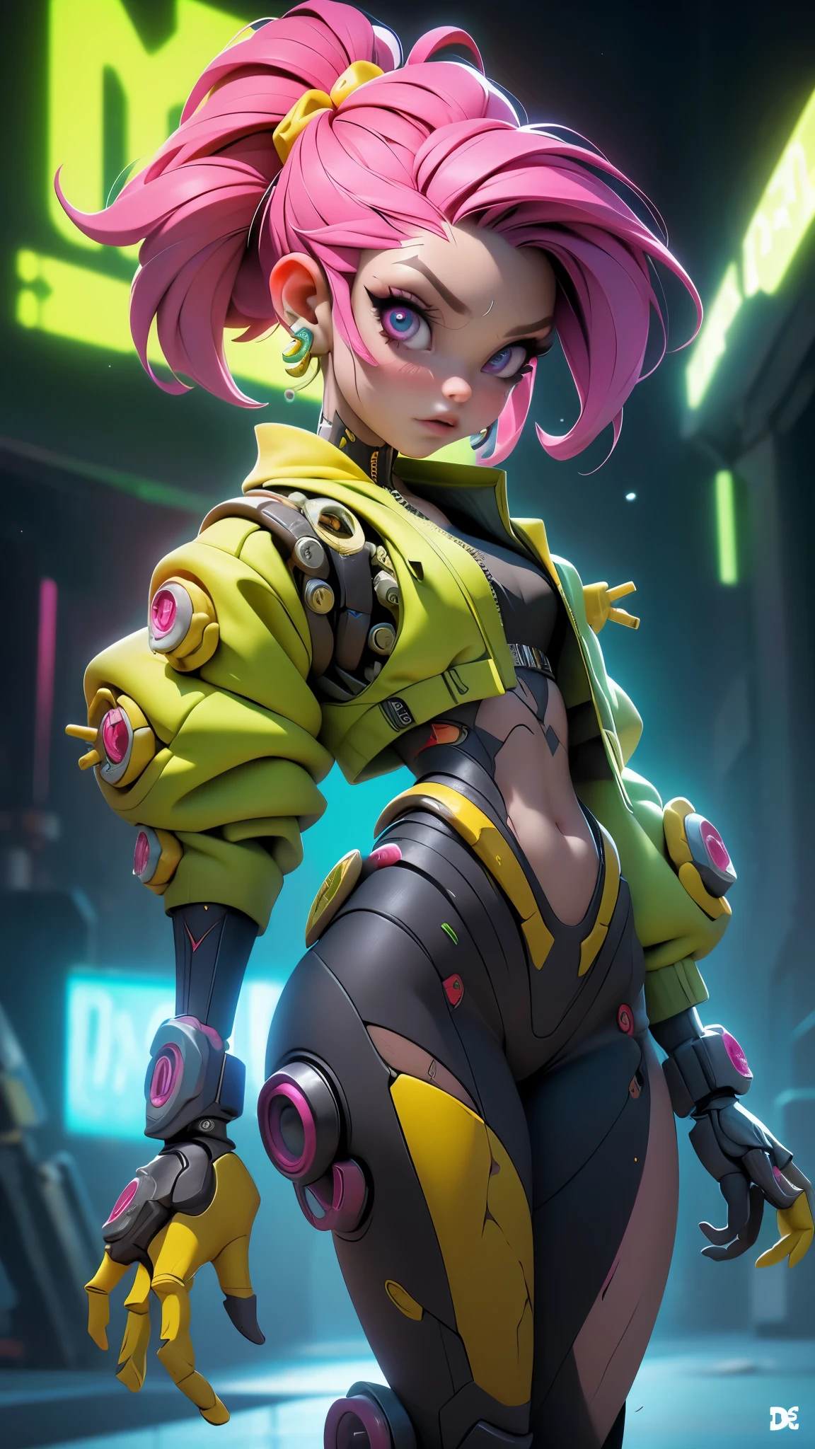 (La mejor calidad,A high resolution,Ultra - detallado,actual),Ariana Grande , retrato, (Superchica zombi de DC:1.4 ) , (yellow biomechanical :1.4 ) , robot complejo, crecimiento completo, hyper realistic, Crazy little details, extremely clean lines, (cyberpunk aesthetic) , obra maestra presentada en Zbrush Central, brutalist gothic cathedral, ciberpunk, Foto premiada, bokeh, neon lights, cyber member, (pose vaquero) ,More detailed 8K.motor irreal:1.4,hd,La mejor calidad:1.4, fotorrealista:1.4, textura de la piel:1.4, obra maestra:1.8,obra maestra, mejor calidad,objeto Objeto], (rasgos faciales detallados:1.3), (Chemical laboratory ruins background..:1.4 ), (ciberpunk 2.1), (convexo dedos detallados), (perfect anatomy), (ojos hermosos rojos :1.4 ),( lenceria amarilla), (ojos detailed V2.1 ) 