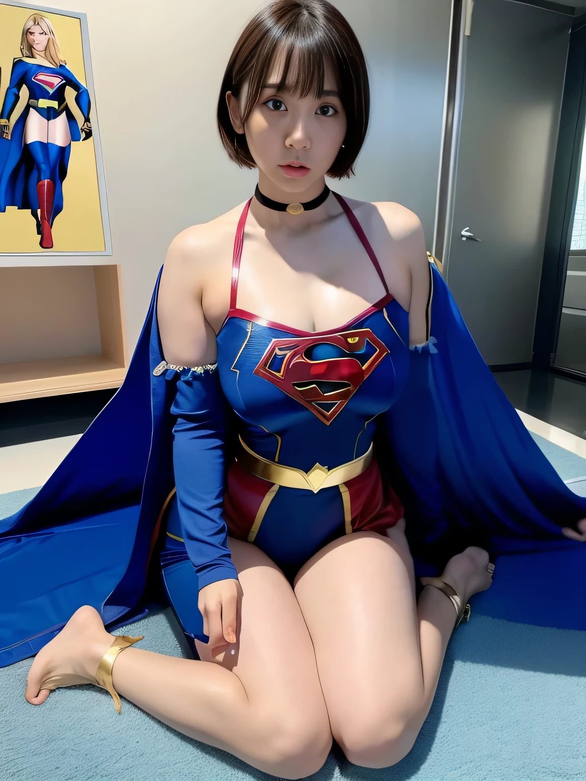 masterpiece、Short-haired Supergirl、Intensive care unit、operating table、barefoot、straddle、M-shaped legs、wide open legs、big and full breasts、red mini skirt、look at the camera、Sweat、Cowgirl、Sweatでいっぱい、発Sweat、Sweat scattering、Sweat wet、choker、long sleeve、Fluttering cloak、During surgery