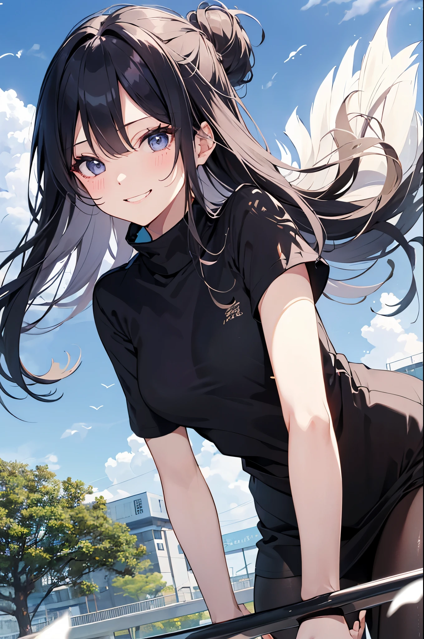 (Pretty sister:1.3)、long eyelashes、happy face,spring atmosphere、noon、aggressive、hot、((strong wind))、black pantyhose、shining eyes、sneeze、pollen