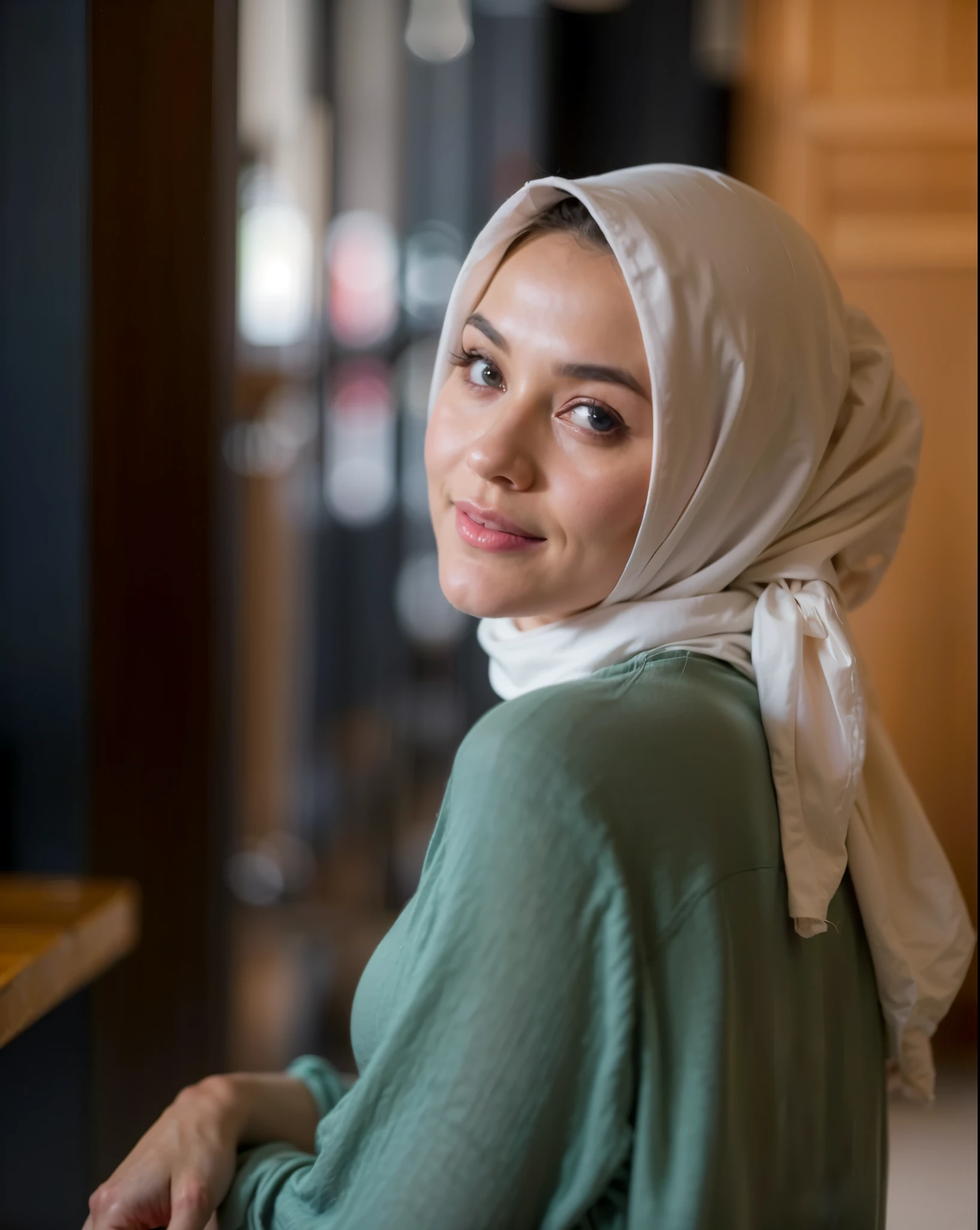 masterpiece, (ultra-high-definition portrait:1.4), Realistic, extremely detailed, CG unified, 8k, Clean lines, highly detailed, High-definition, raw color photos, she is smiling, Realistic portrait, Cinematic Light, Beautiful detailed, 1hijabgirl indonesian, (165cm tall, big breasts with very very tight clothes:1.5), Beautiful big breasts, breasts details, very tight, (Biggorgeous eyes, Soft smile with lovely look:1.5), (Fine face:1.4), Close up of a girl in Beautiful clothes with errcted nipple, biggorgeous eyes, Soft smile, scarf, (Beautiful Tight Clothing with curvaceous body:2), pose 4 of 1 6, Undress, No bra, (nipples that are clearly sticking out detail:1.2), Outdoors, high intricate detailed, float, cum on, Sense of truth, beautiful landscape forest, sexy lighting,