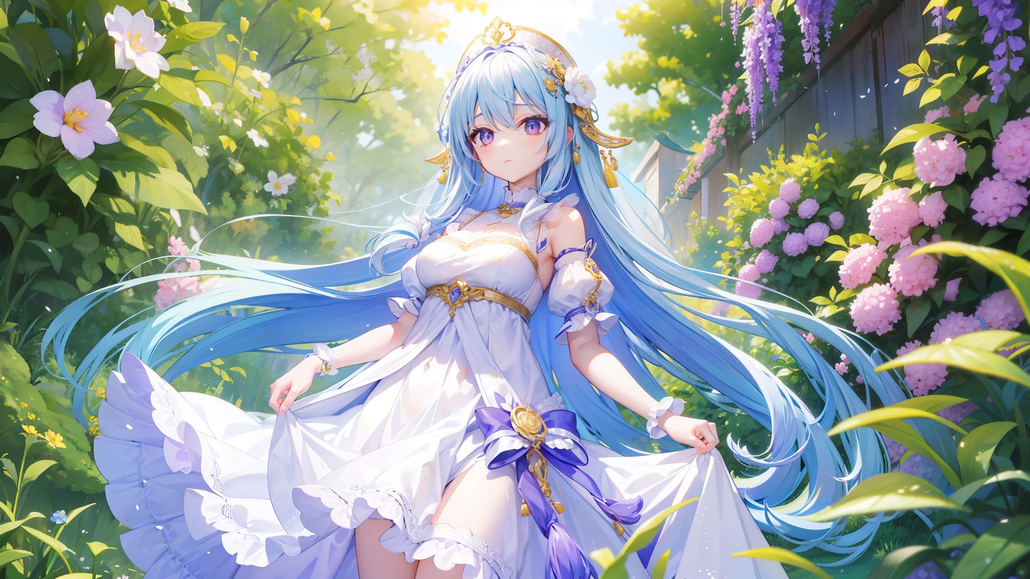 Beautiful and charismatic characters,Her appearance is very eye-catching。Have silky long hair,And a pair of bright big eyes,Her face is very delicate,Give people a kind of tenderness、elegant feeling。in addition,Teresa also wore a white dress,The design of this dress is very beautiful,It also suits her figure very well。tropical garden,Lavender flower garden,Generally speaking,charming appearance,Many players fell in love with it。
