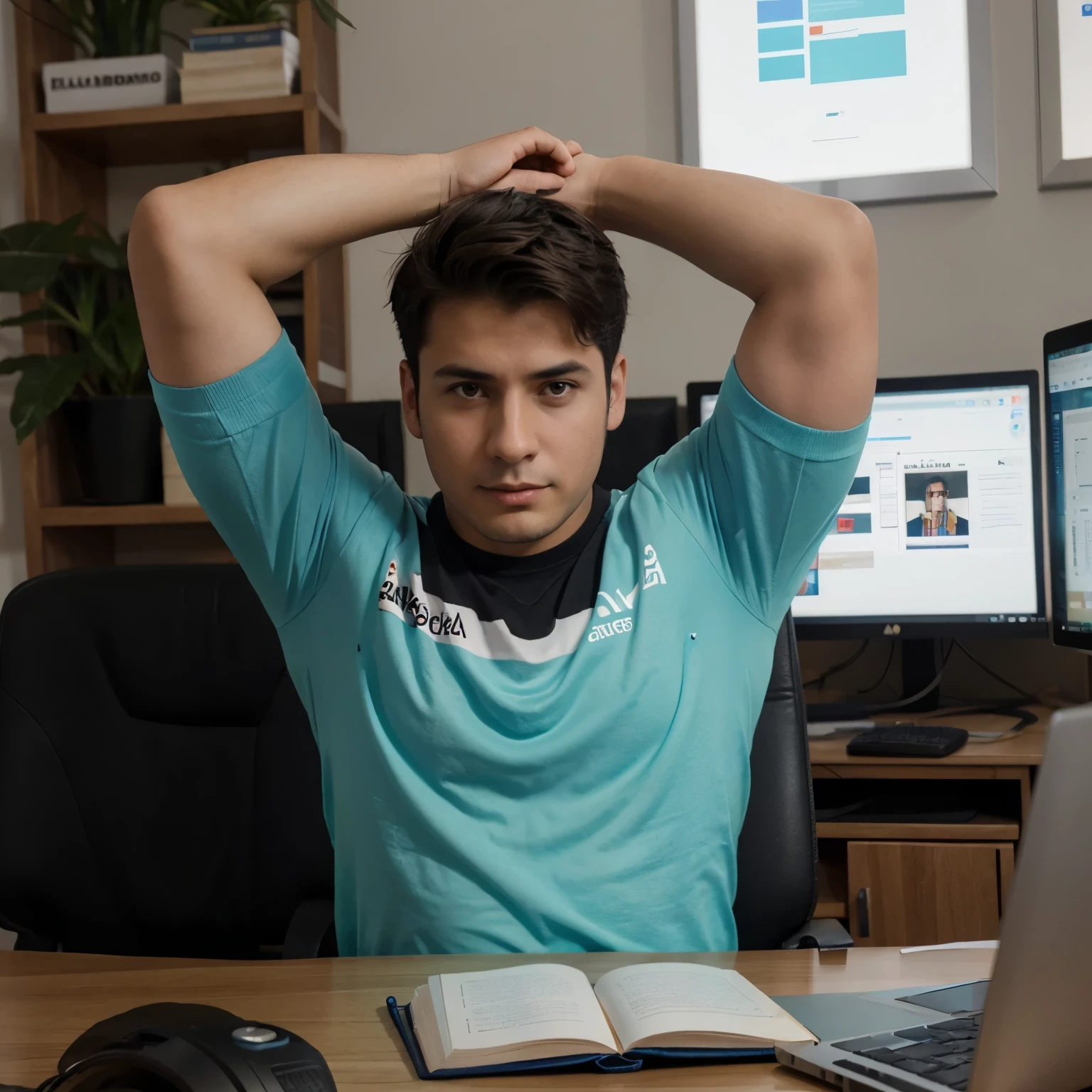 Lider joven, caballero, inspirador y motivador tratando de salvar a su equipo de desarrolladores de software