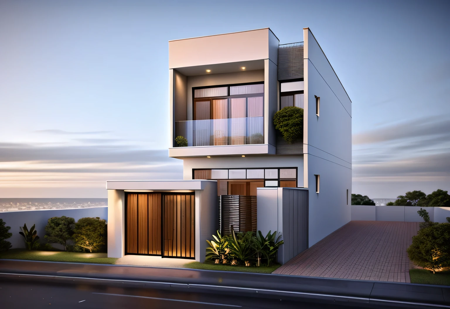 rendering of a modern residential townhouse, professional render, wide angle exterior 2023, highly detailed render, high quality rendering, realistic render, architectural render, high-quality render, detailed rendering, hyper-realistic render, hyper - realistic render, very realistic 3 d render, high render, realistic rendering, very realistic render
