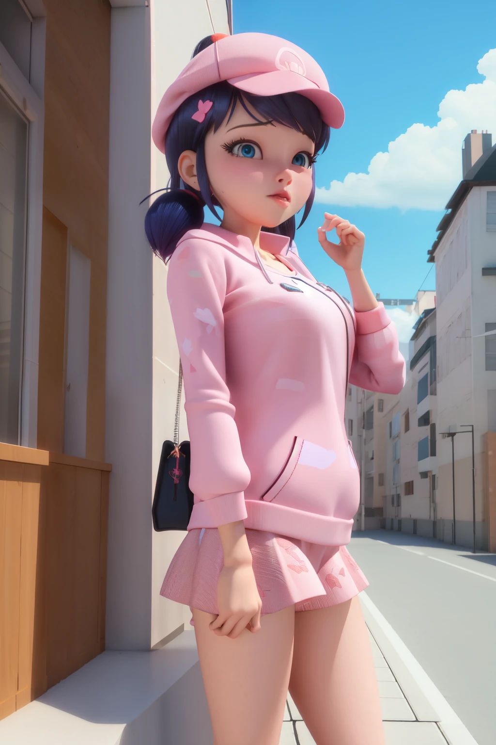 a close up of a person in a pink outfit on a street, realistic anime 3 d style, smooth anime cg art, anime style. 8k, stylized anime, anime styled 3d, artwork in the style of guweiz, photorealistic anime girl render, anime realism style, 3 d anime realistic, ilya kuvshinov. 4 k