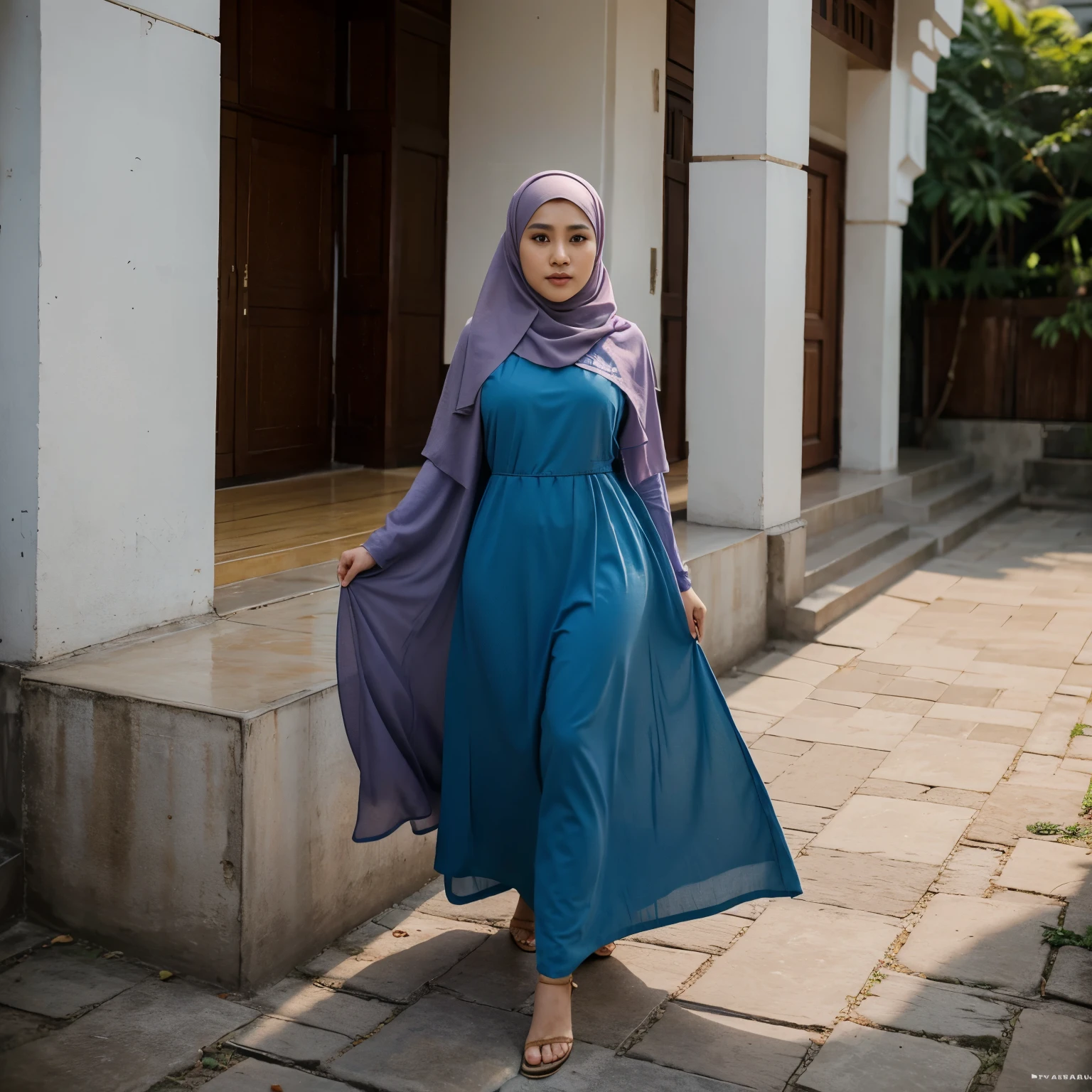 Mom old hijab naked from Malaysia walking 