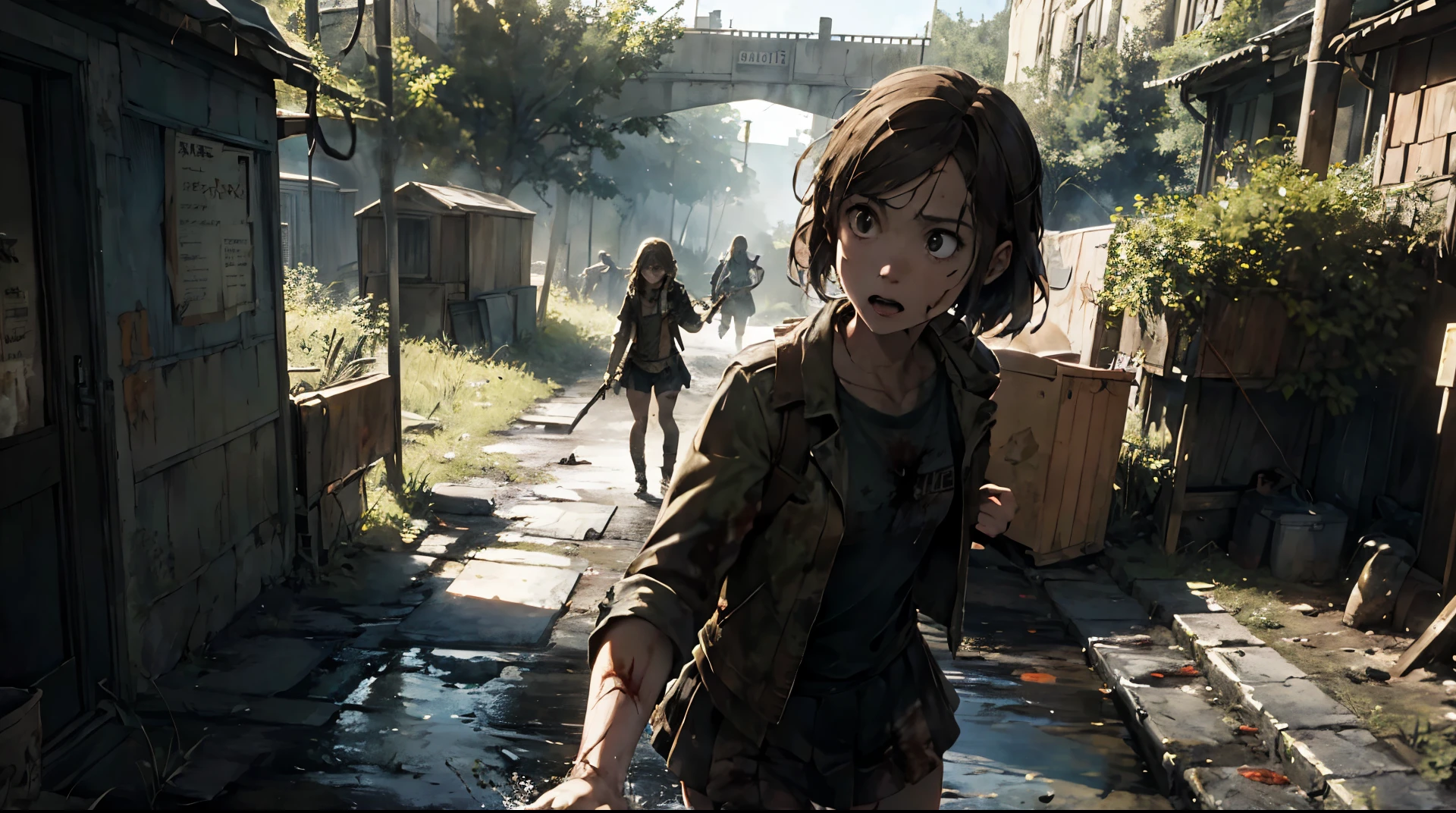 Hermione Granger + the last of us элли game (Hermione as Ellie)naked survives in the forest with Joel kills zombies, intestines, blood, fatigue, hope, rage, anger. post apocalypse.