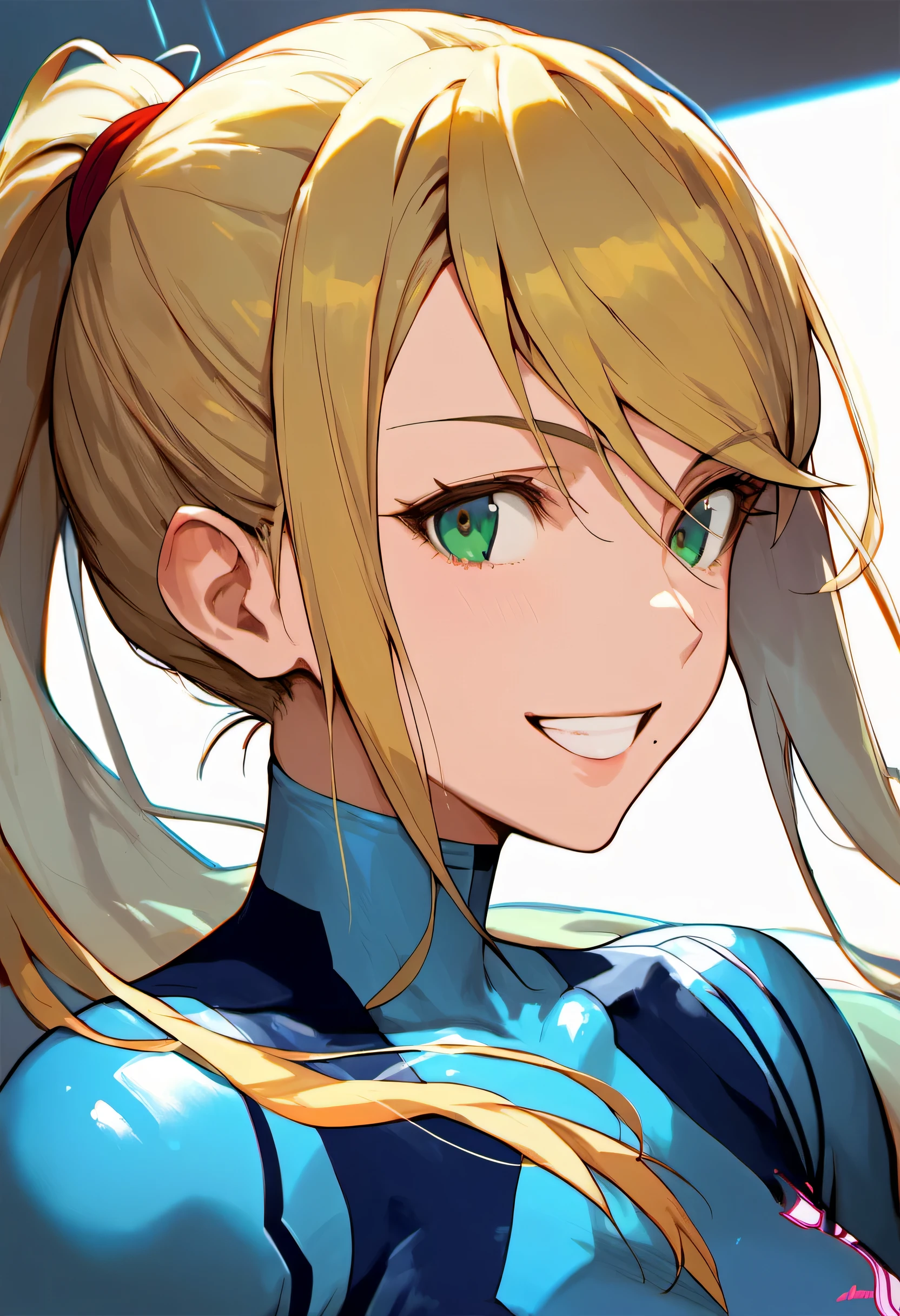 (highest quality),woman,Samus Aran,blonde,green eyes,white bodysuit,super detailed,sharp focus,During a break,smile,sauce_anime,
score_9, score_8_superior, score_7_superior,sauce_anime,evaluation_Safety