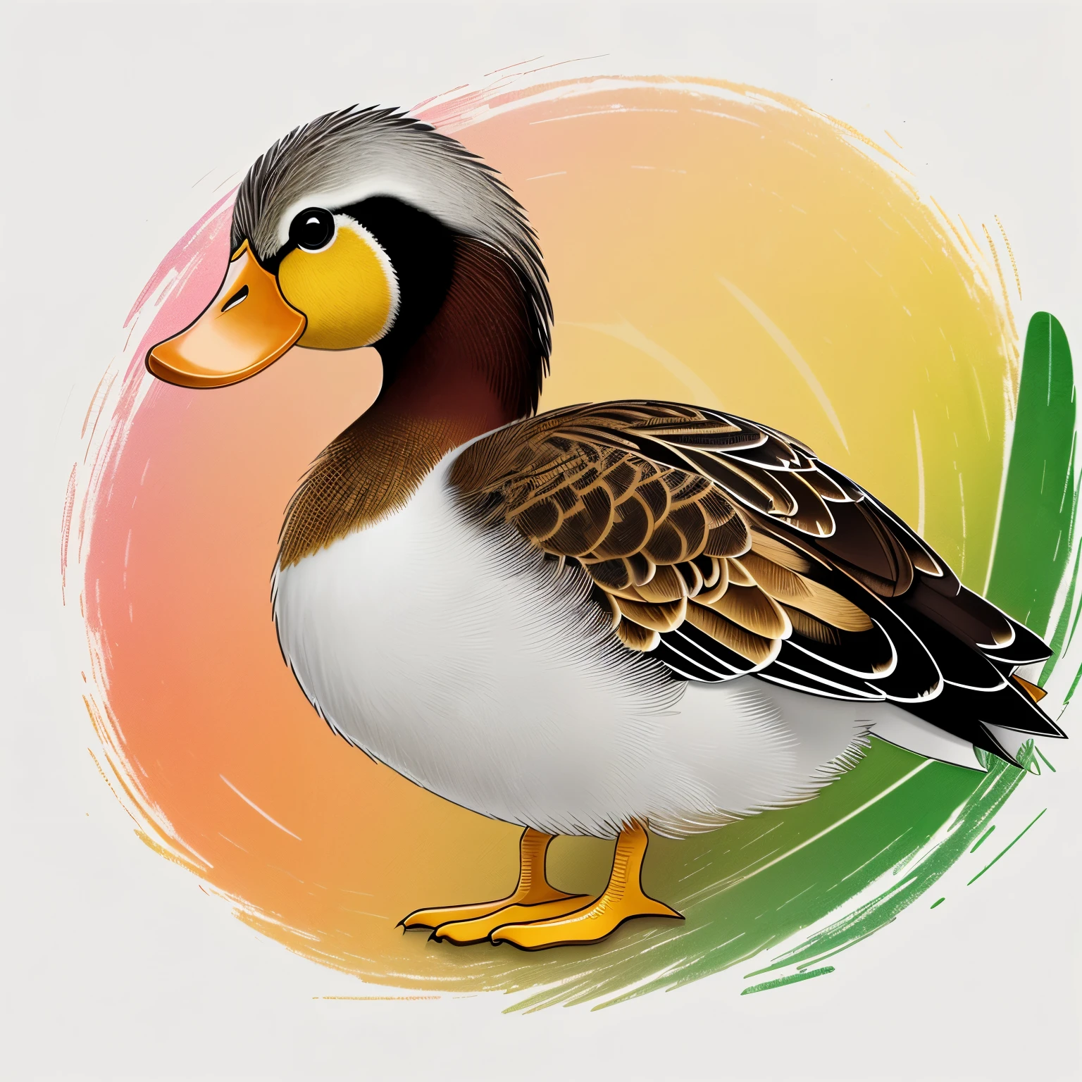 Creating a highly detailed, photorealistic logo of a duck:
Detailed and intricately designed, this logotype represents a beautiful, animated duck in stunning detail. With perfectly naturalistic feathers, sharp quacks, and a playful gaze, this duck logo is sure to captivate audiences.
Designed for optimal resolution and clarity, the logo features a high level of detail and texture to bring the duck to life in both digital and print formats. The realistic, smooth feather texture and bright, expressive eyes result in a visually appealing, professional appearance that embodies the essence of a lively and cheerful creature.
Created using advanced design tools, this 4k, ultr