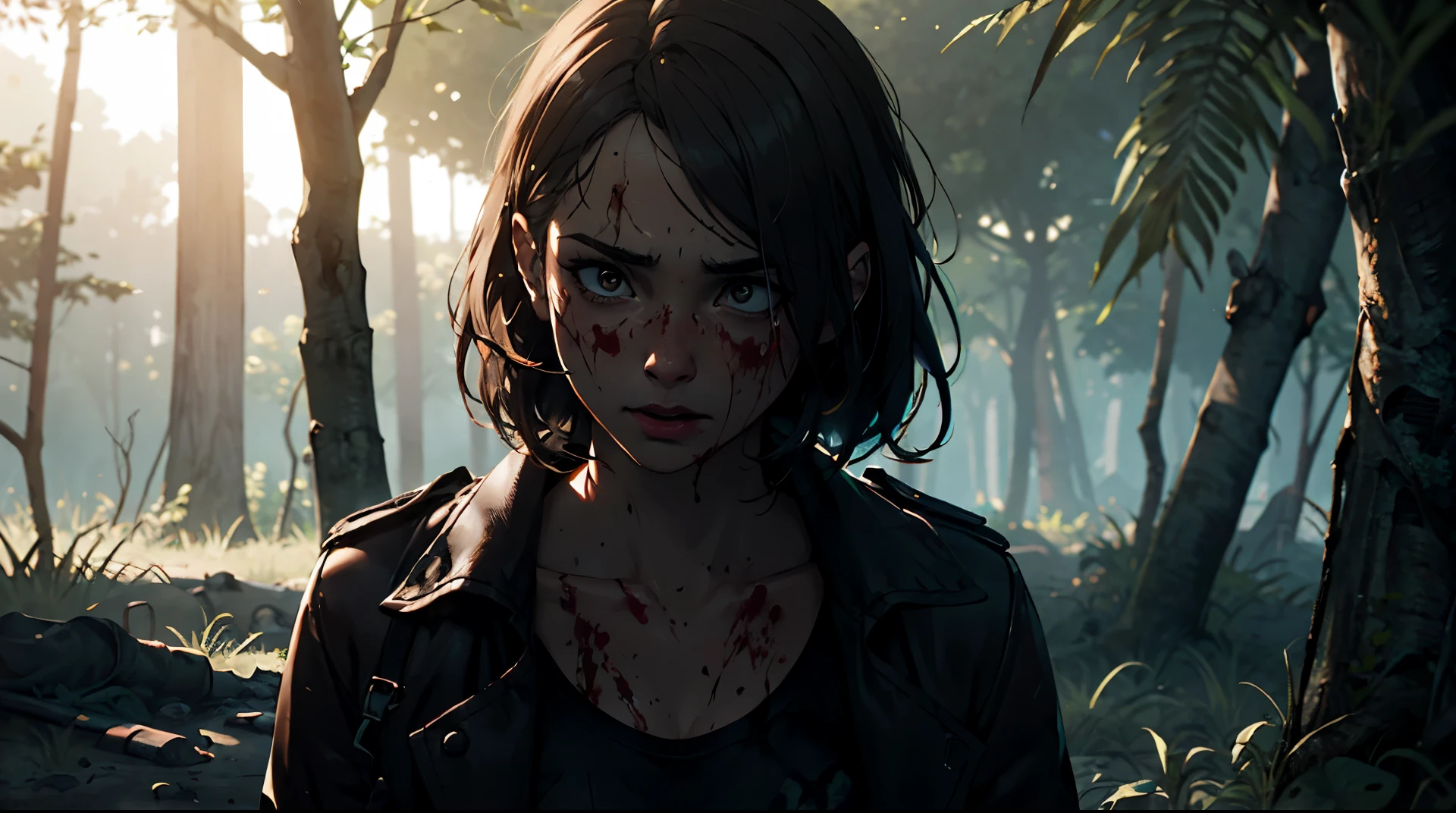 Hermione Granger + the last of us элли game (Hermione as Ellie)naked survives in the forest with Joel kills zombies, intestines, blood, fatigue, hope, rage, anger. post apocalypse.