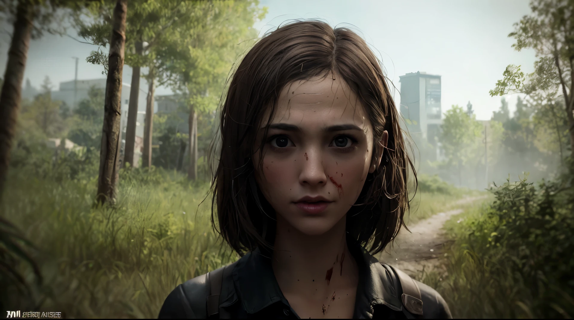 Hermione Granger + the last of us элли game (Hermione as Ellie) survives in the forest with Joel kills zombies, intestines, blood, fatigue, hope, rage, anger. post apocalypse.