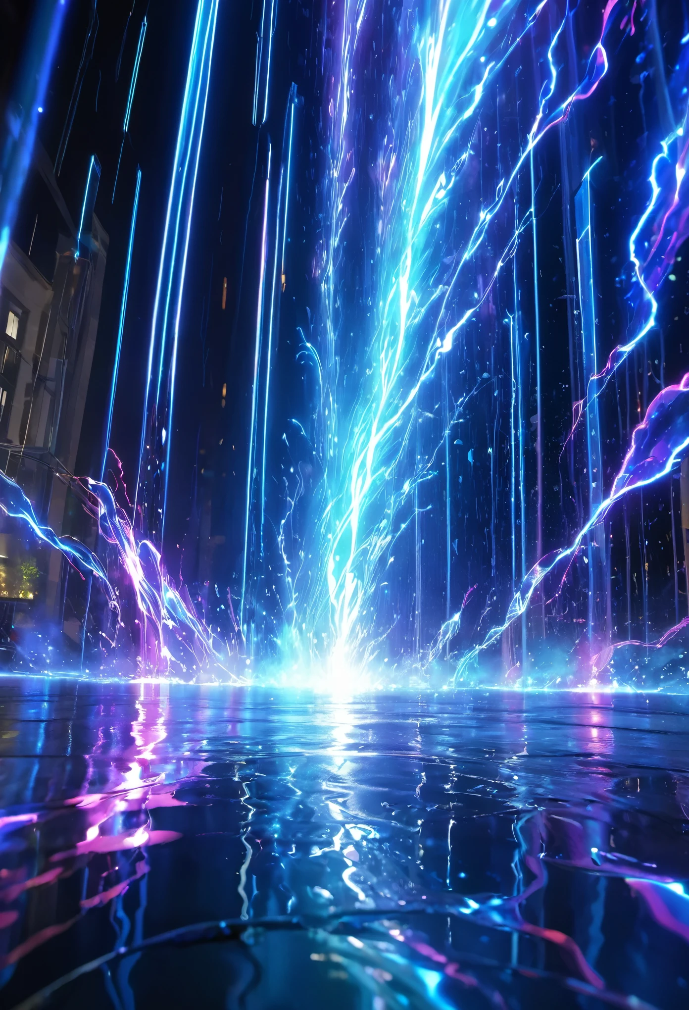 (Master Piece), best quality, 8k, plasma rain made of pure light,