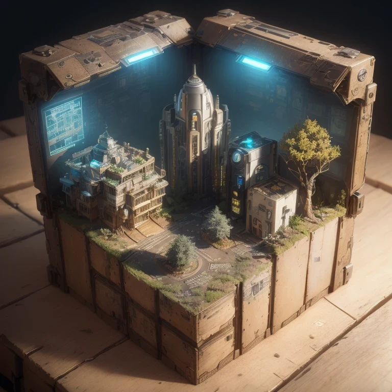 3598年Mars realistic model, (split ends, original photo, best quality, masterpiece:1.4),Steampunk Cyberpunk 6820 City,(CyberpunkMars light:1.3), Mars (related to land),(in a small nature box:1.3),Isometric, small nature, landscape on foundation,landscape,