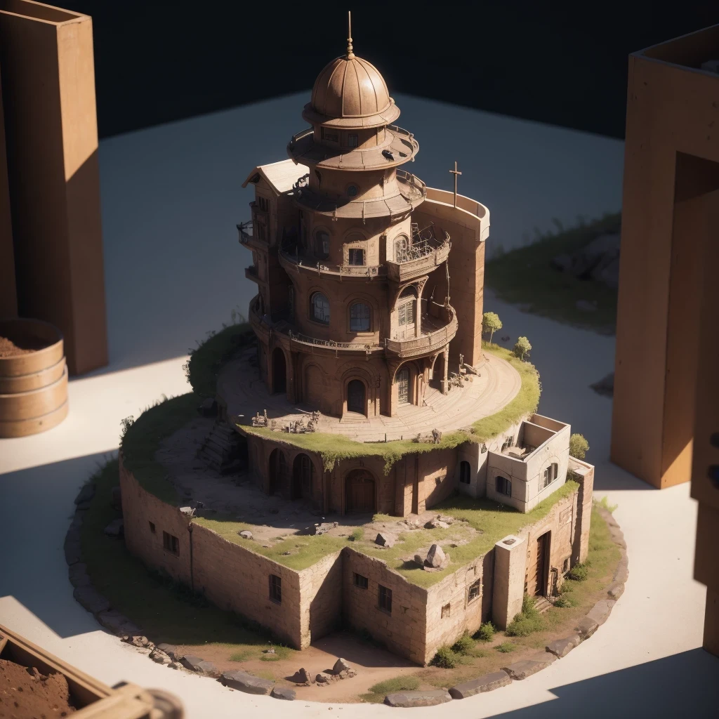 3598年Mars realistic model, (split ends, original photo, best quality, masterpiece:1.4),Steampunk Cyberpunk 6820 City,(CyberpunkMars light:1.3), Mars (related to land),(in a small nature box:1.3),Isometric, small nature, landscape on foundation,landscape,