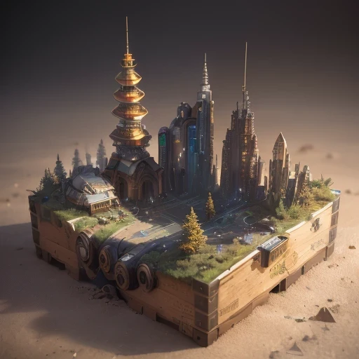 3598年Mars realistic model, (split ends, original photo, best quality, masterpiece:1.4),Steampunk Cyberpunk 6820 City,(CyberpunkMars light:1.3), Mars (related to land),(in a small nature box:1.3),Isometric, small nature, landscape on foundation,landscape,
