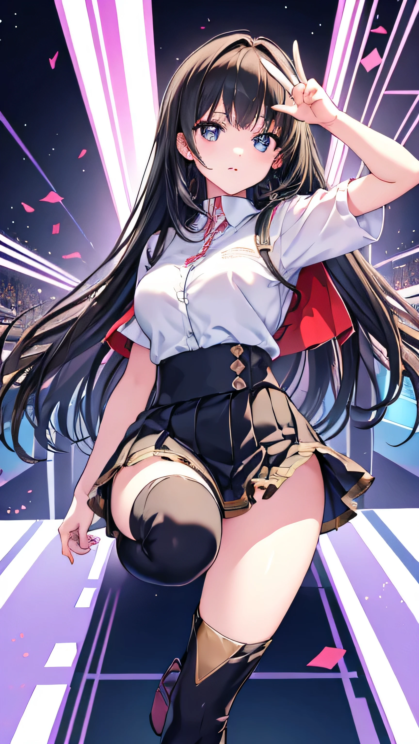 (Best Quality,4K,High resolution), 18yo woman, Red mesh hair on black hair, Long hair, Straight hair, , Comical appearance,Overcoming frustration with a heart on your back
A stage that seemed to be disappointing, But defended(Here)Sing along again today
Wow oh....
Even if you dream, Crying, And ridiculed
Unwavering feelings push back
dreaming, Laughing, I know I'm lying.
If you still have a dream
Lasts forever