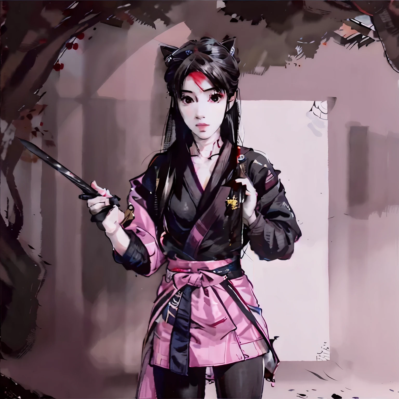 Ninja holding a nunchaku in each hand