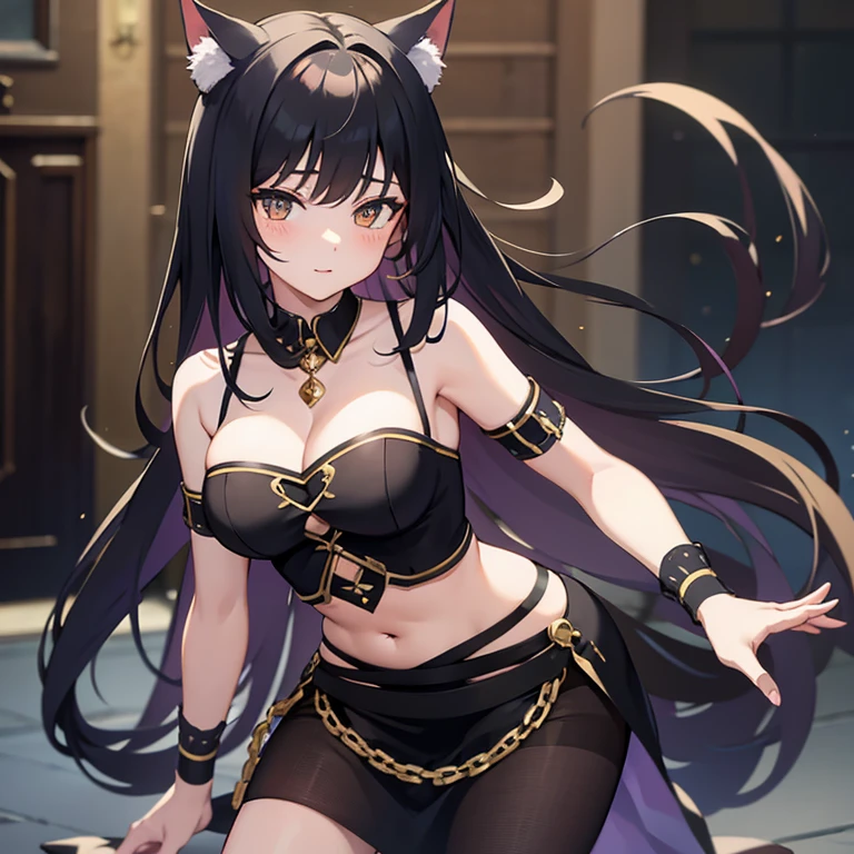 Catgirl, black hair, harem dancer