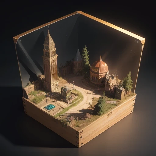 3598年Mars realistic model, (split ends, original photo, best quality, masterpiece:1.4),Steampunk Cyberpunk 6820 City,(CyberpunkMars light:1.3), Mars (related to land),(in a small nature box:1.3),Isometric, small nature, landscape on foundation,landscape,