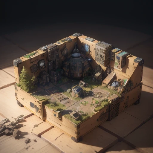 3598年Mars realistic model, (split ends, original photo, best quality, masterpiece:1.4),Steampunk Cyberpunk 6820 City,(CyberpunkMars light:1.3), Mars (related to land),(in a small nature box:1.3),Isometric, small nature, landscape on foundation,landscape,