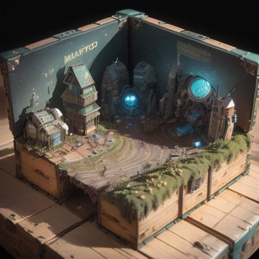 3598年Mars realistic model, (split ends, original photo, best quality, masterpiece:1.4),Steampunk Cyberpunk 6820 City,(CyberpunkMars light:1.3), Mars (related to land),(in a small nature box:1.3),Isometric, small nature, landscape on foundation,landscape,