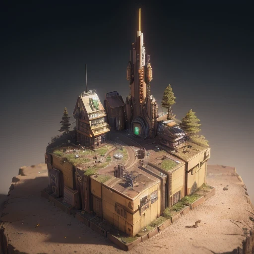 3598年Mars realistic model, (split ends, original photo, best quality, masterpiece:1.4),Steampunk Cyberpunk 6820 City,(CyberpunkMars light:1.3), Mars (related to land),(in a small nature box:1.3),Isometric, small nature, landscape on foundation,landscape,