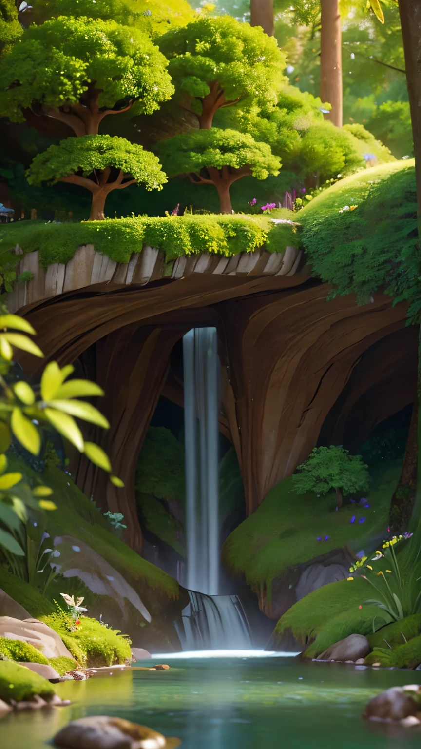 Masterpiece, best quality, high quality, extremely detailed CG unity 8k wallpaper, enchanting dream scene of dream forest, towering trees, hidden fairy canyon, creating a mysterious and enchanting feeling, artstation, digital illustration, complex, trending, pastel colors, oil painting, award winning photography, bokeh, depth of field, HDR, bloom, chromatic aberration, realism, very detailed, artstation trend, CGsociety trend, complex, high detail, dramatic, Midjourney art, brilliant flowers, colorful, real, realistic