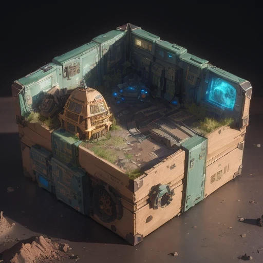 3598年Mars realistic model, (split ends, original photo, best quality, masterpiece:1.4),Steampunk Cyberpunk 6820 City,(CyberpunkMars light:1.3), Mars (related to land),(in a small nature box:1.3),Isometric, small nature, landscape on foundation,landscape,