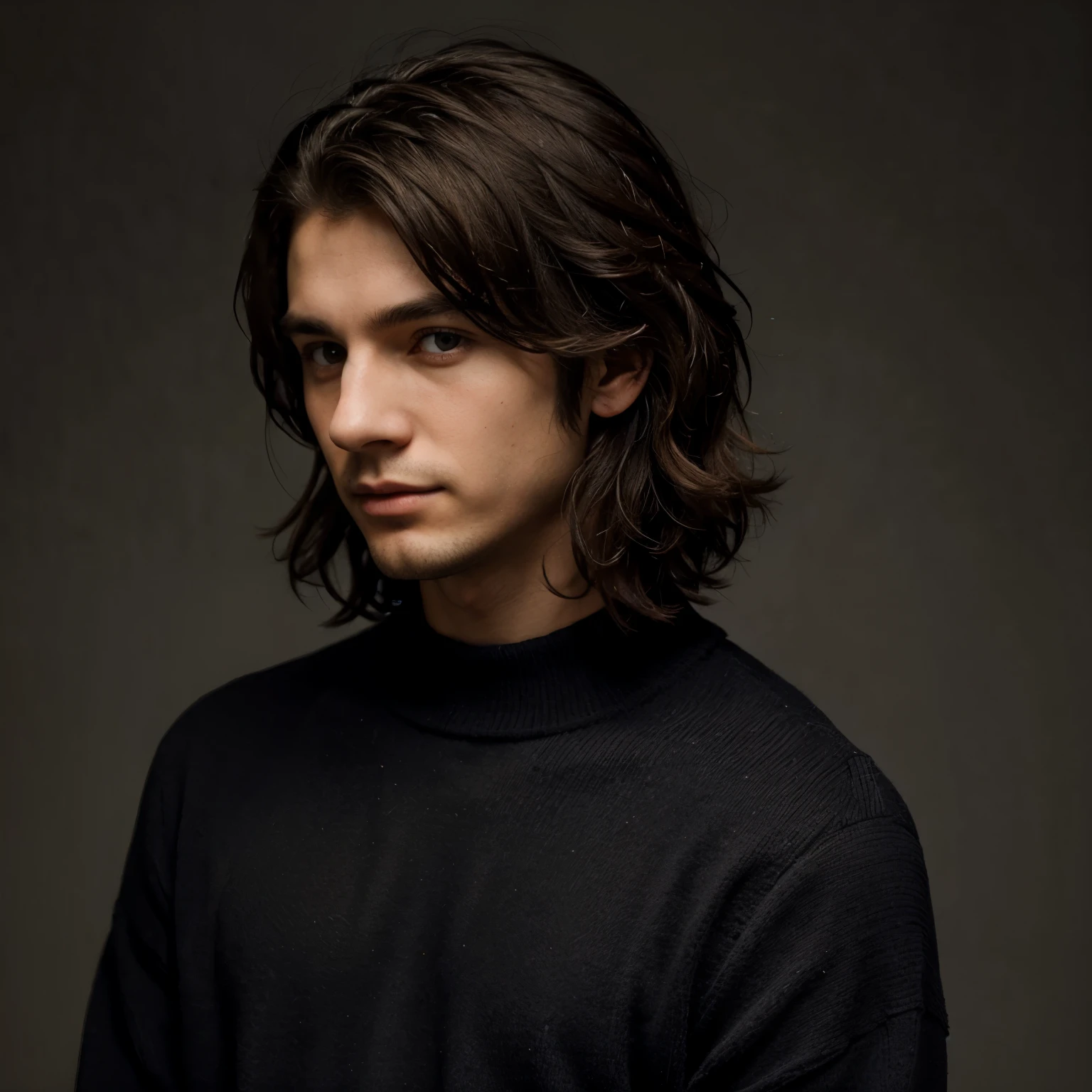 a portrait of a medium-haired boy in a black sweater