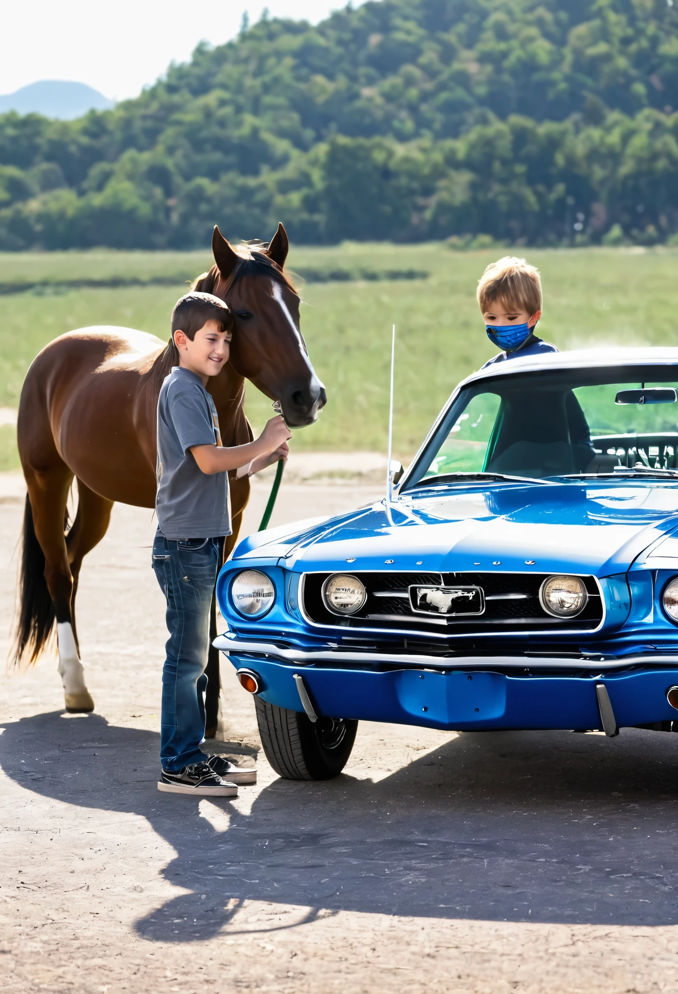 Mustang and a boy