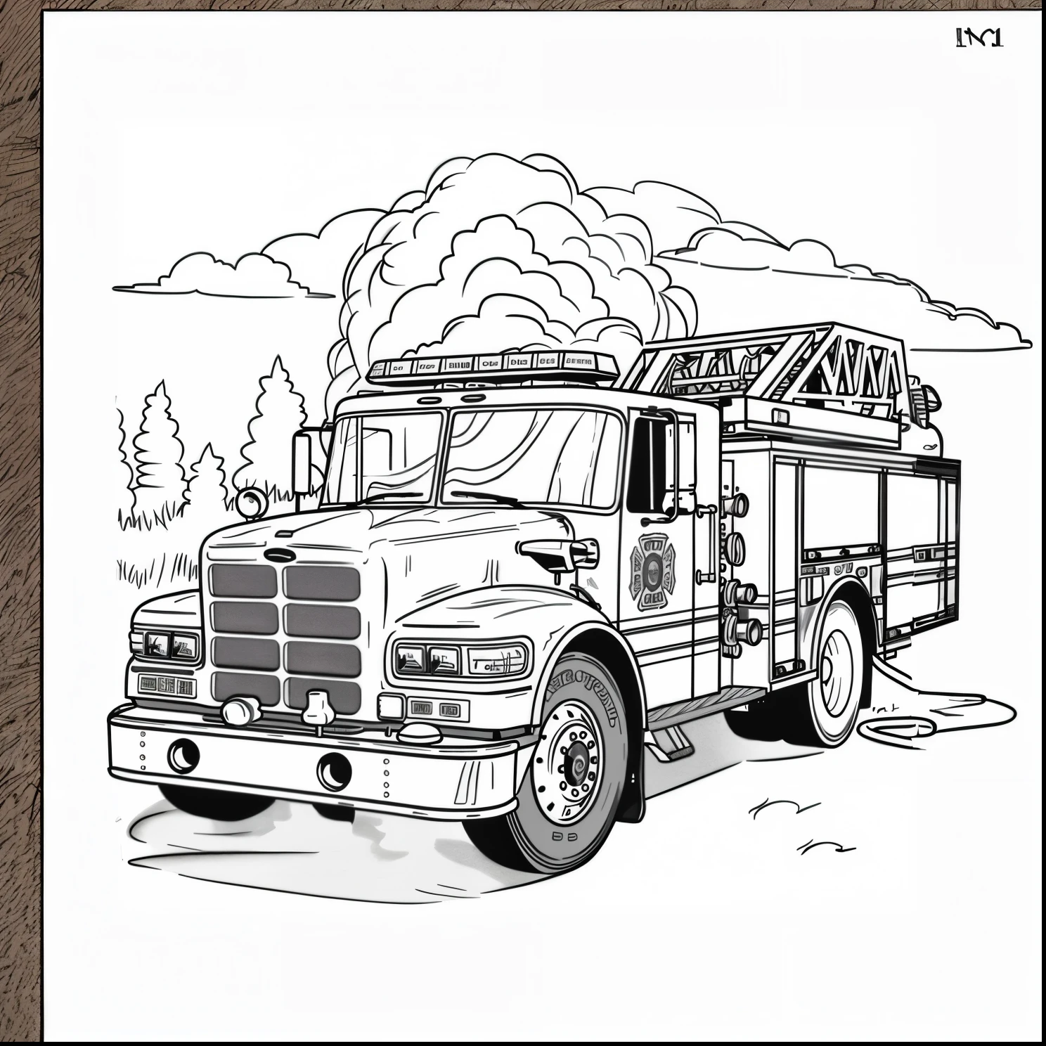 monochrome、fire truck