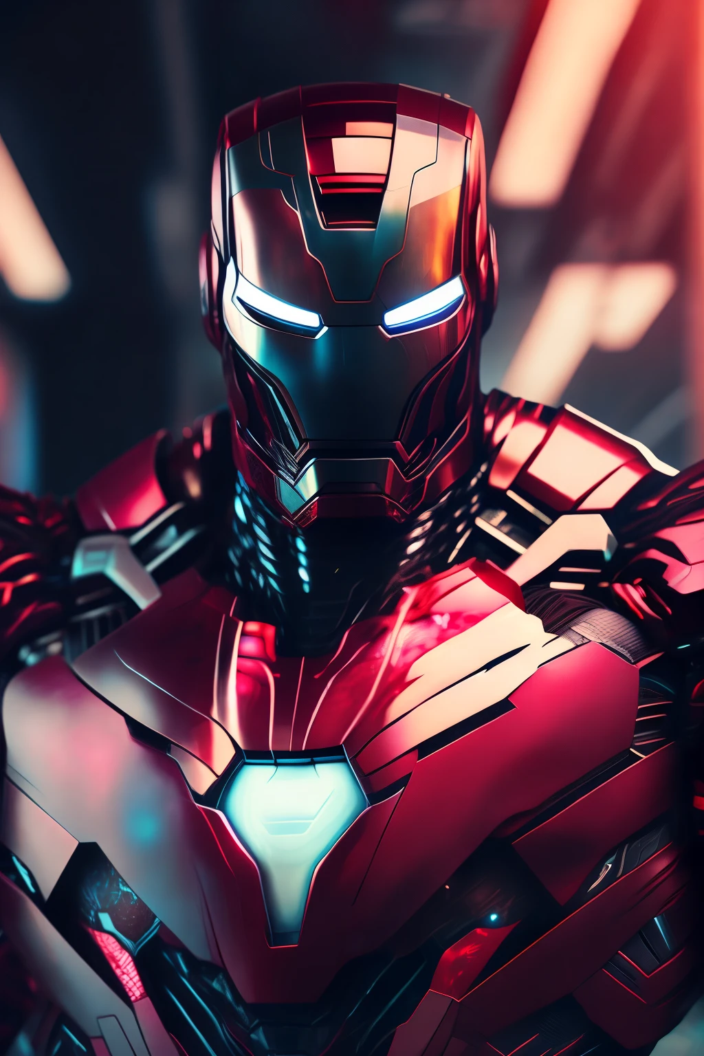 Marvel Ironman Armadura branca, Cyberpunk, 8k