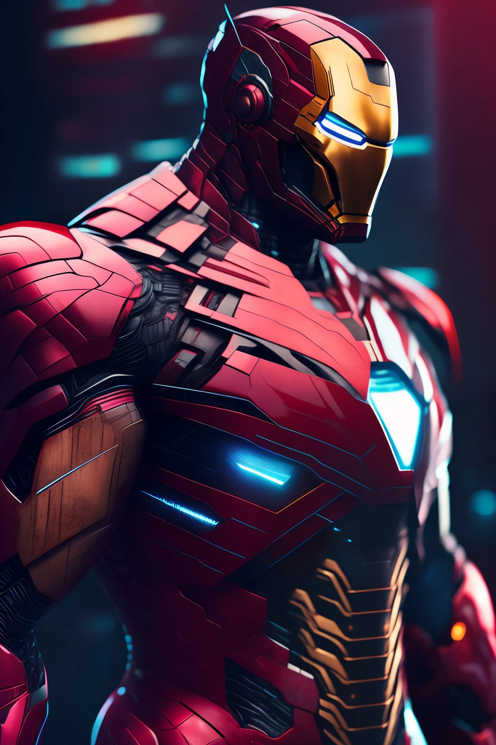 Marvel Ironman Armadura branca, Cyberpunk, 8k