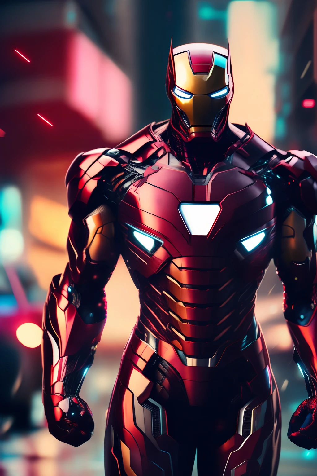 Marvel Ironman Armadura branca, Cyberpunk, 8k