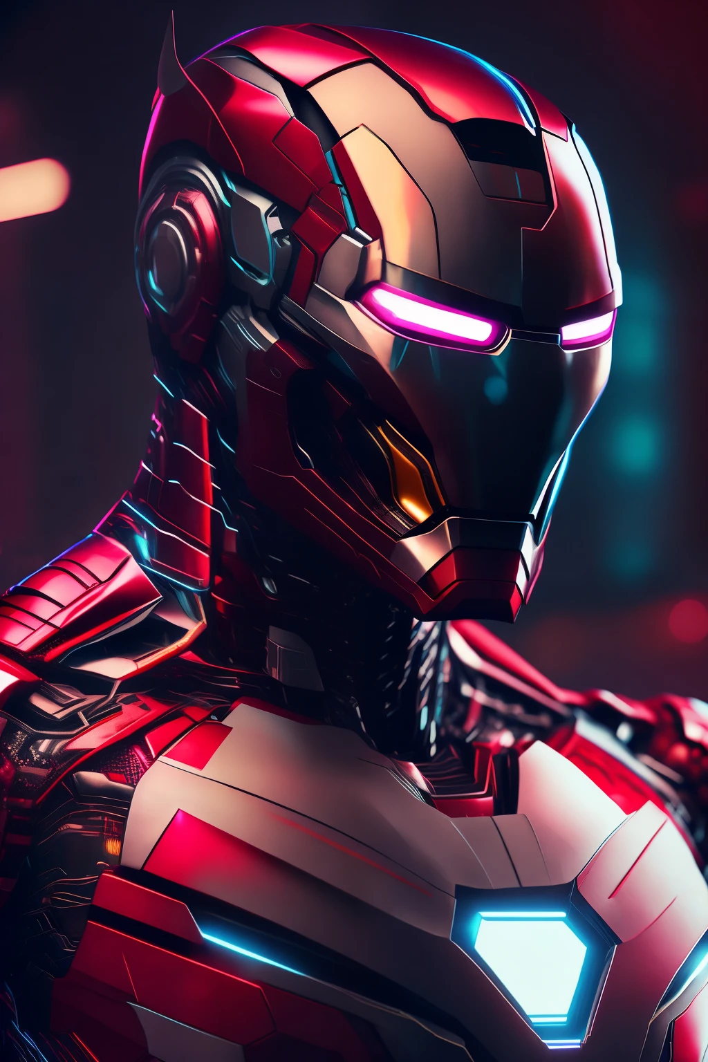 Marvel Ironman Armadura branca, Cyberpunk, 8k